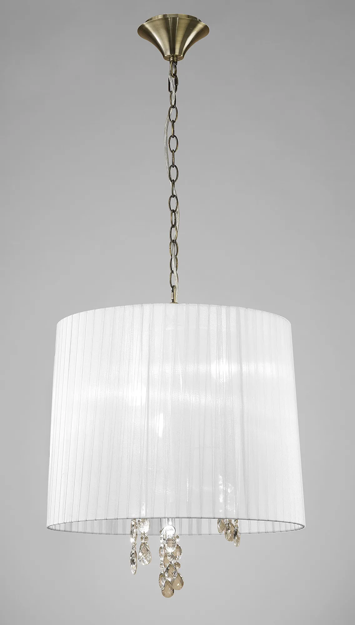 Tiffany Antique Brass-White Crystal Ceiling Lights Mantra Shaded Crystal Fittings